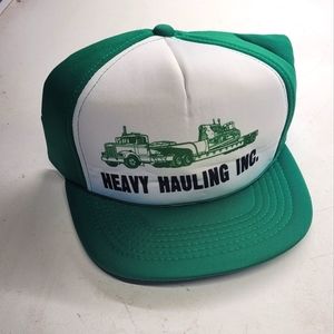 Green vintage full foam hat Snap back trucker heavy hauling inc semi dozer